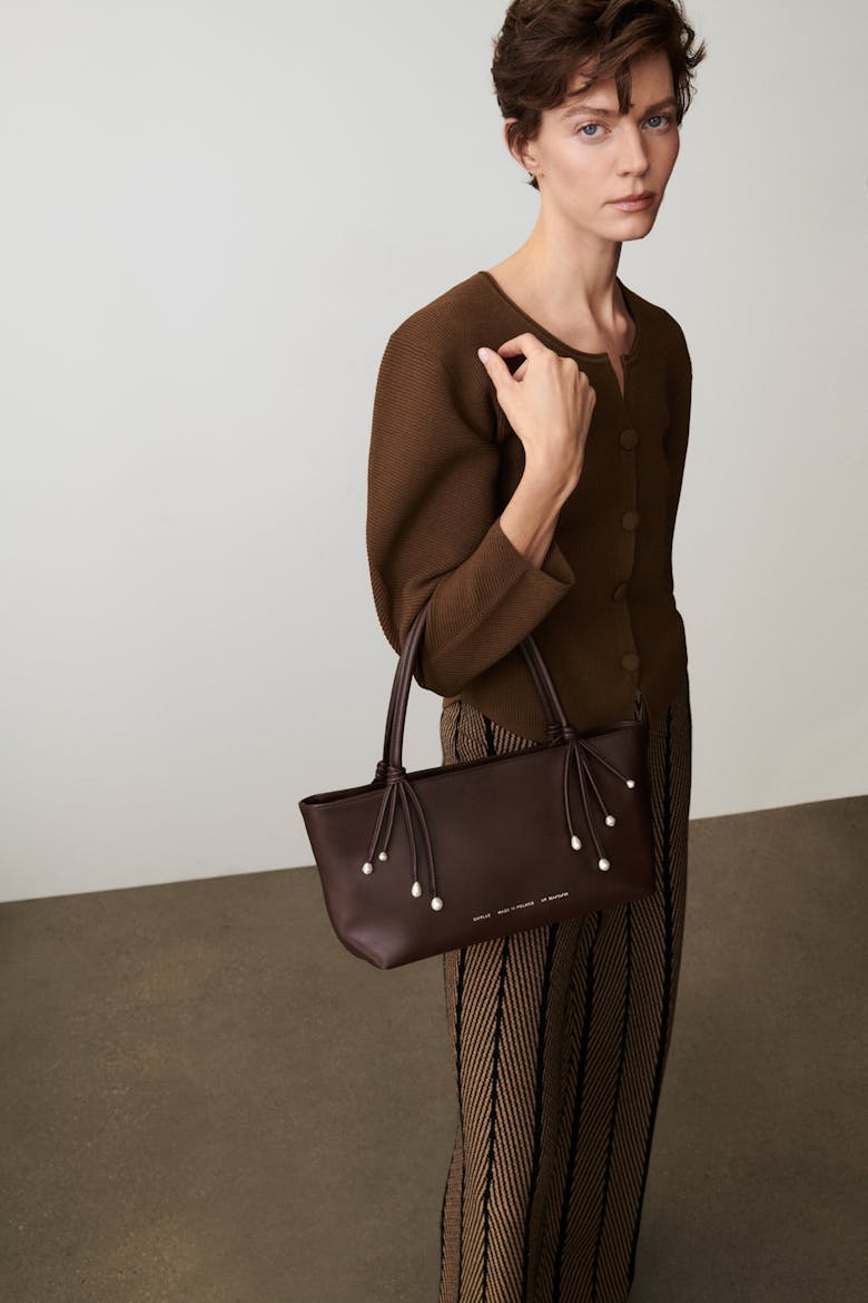 Small Shopper with Pearls Brown