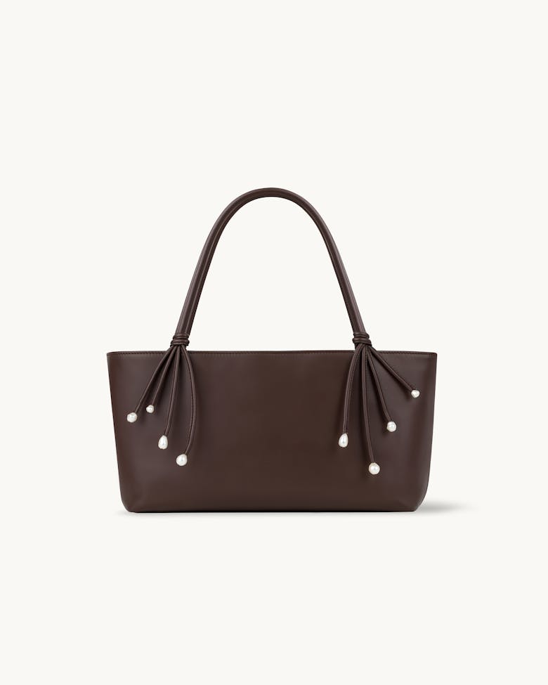 Small Shopper with Pearls Brown