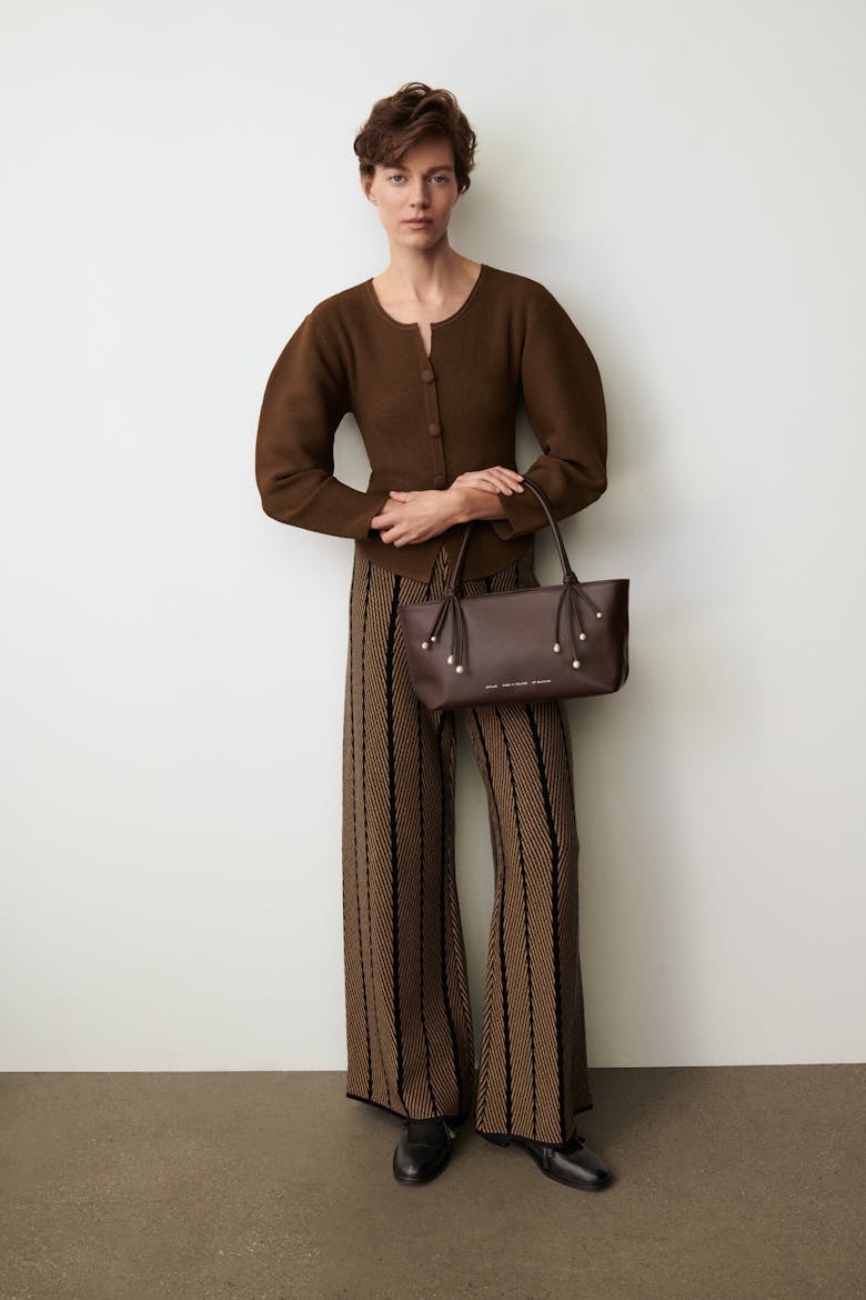 Small Shopper with Pearls Brown