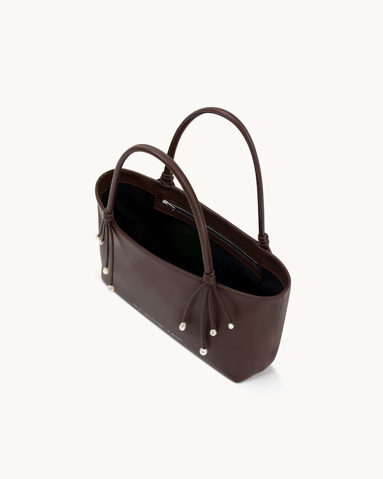 Small Shopper with Pearls Brown