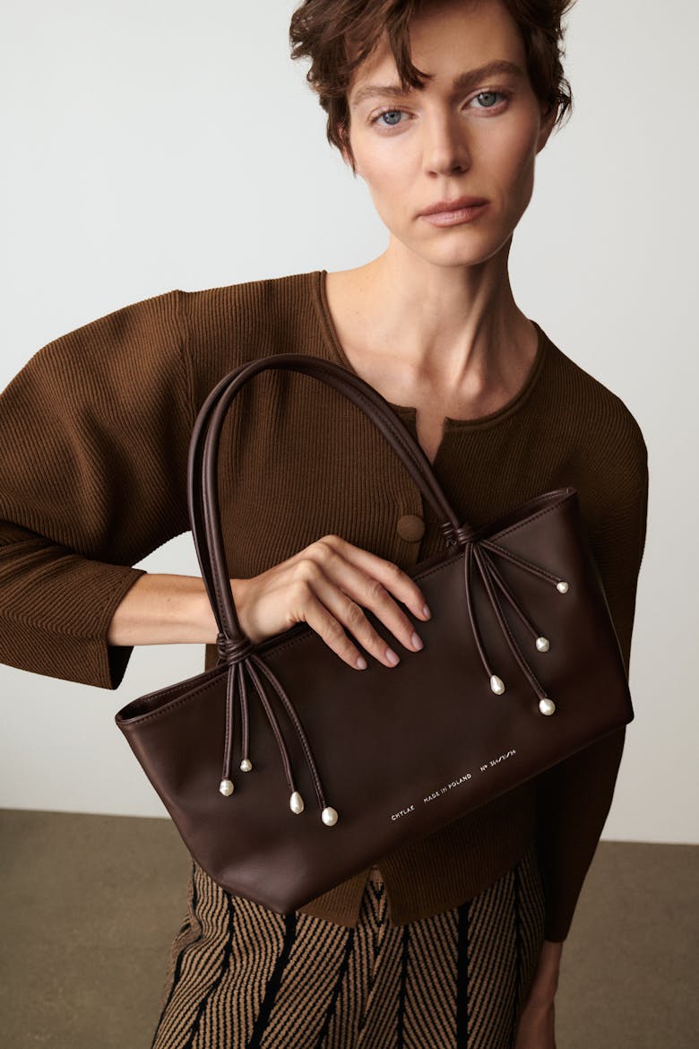 Small Shopper with Pearls Brown