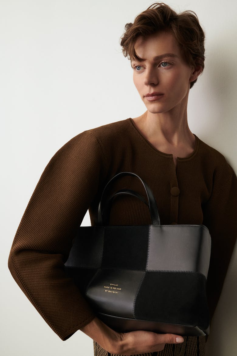 Big Patchwork Tote Bag “black suede”