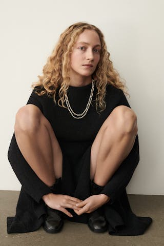 Pearl Necklace Double Black