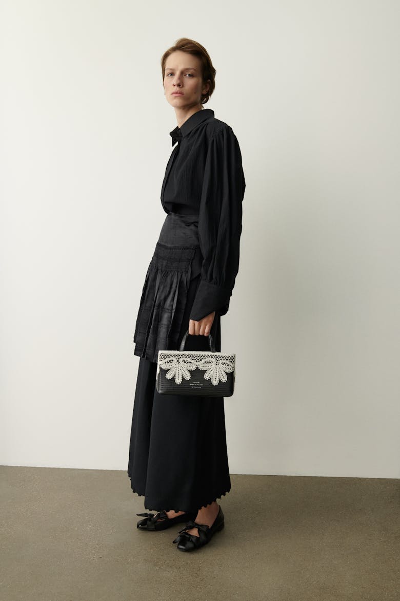 Handbag with Lace Overlay