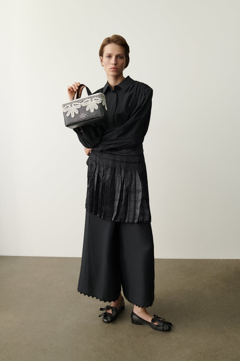 Handbag with Lace Overlay