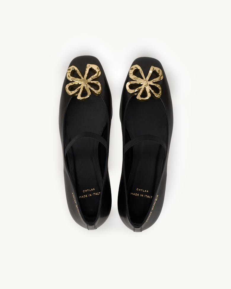 Ballet Flats with Flower Buckle