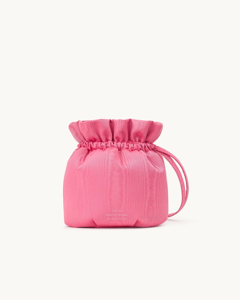Drawstring Bucket Bag Pink Moiré