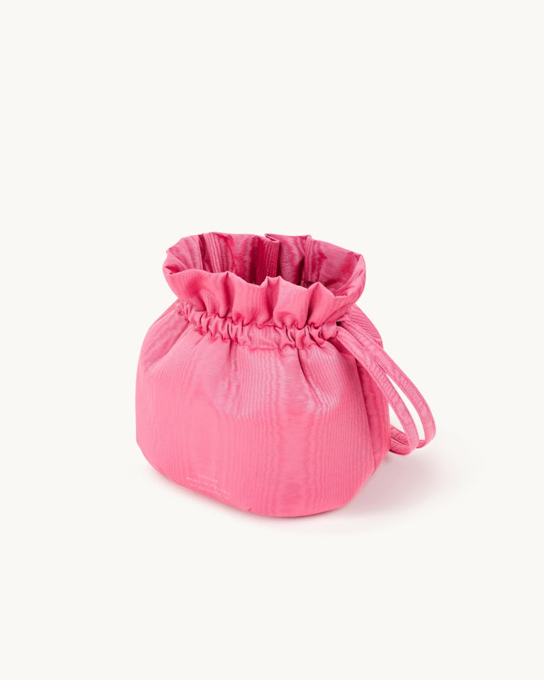 Drawstring Bucket Bag Pink Moiré