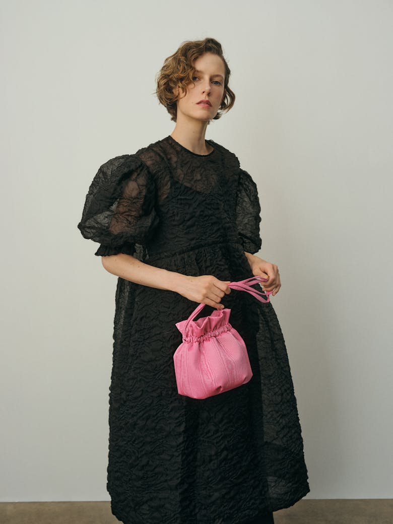 Drawstring Bucket Bag Pink Moiré