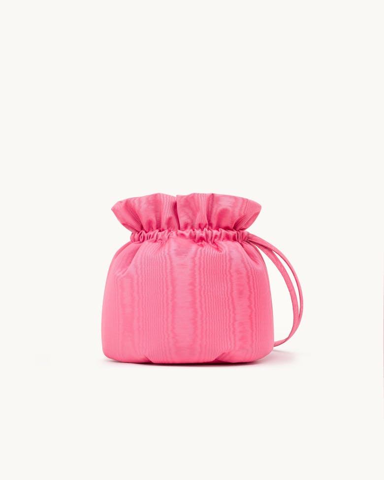 Drawstring Bucket Bag Pink Moiré