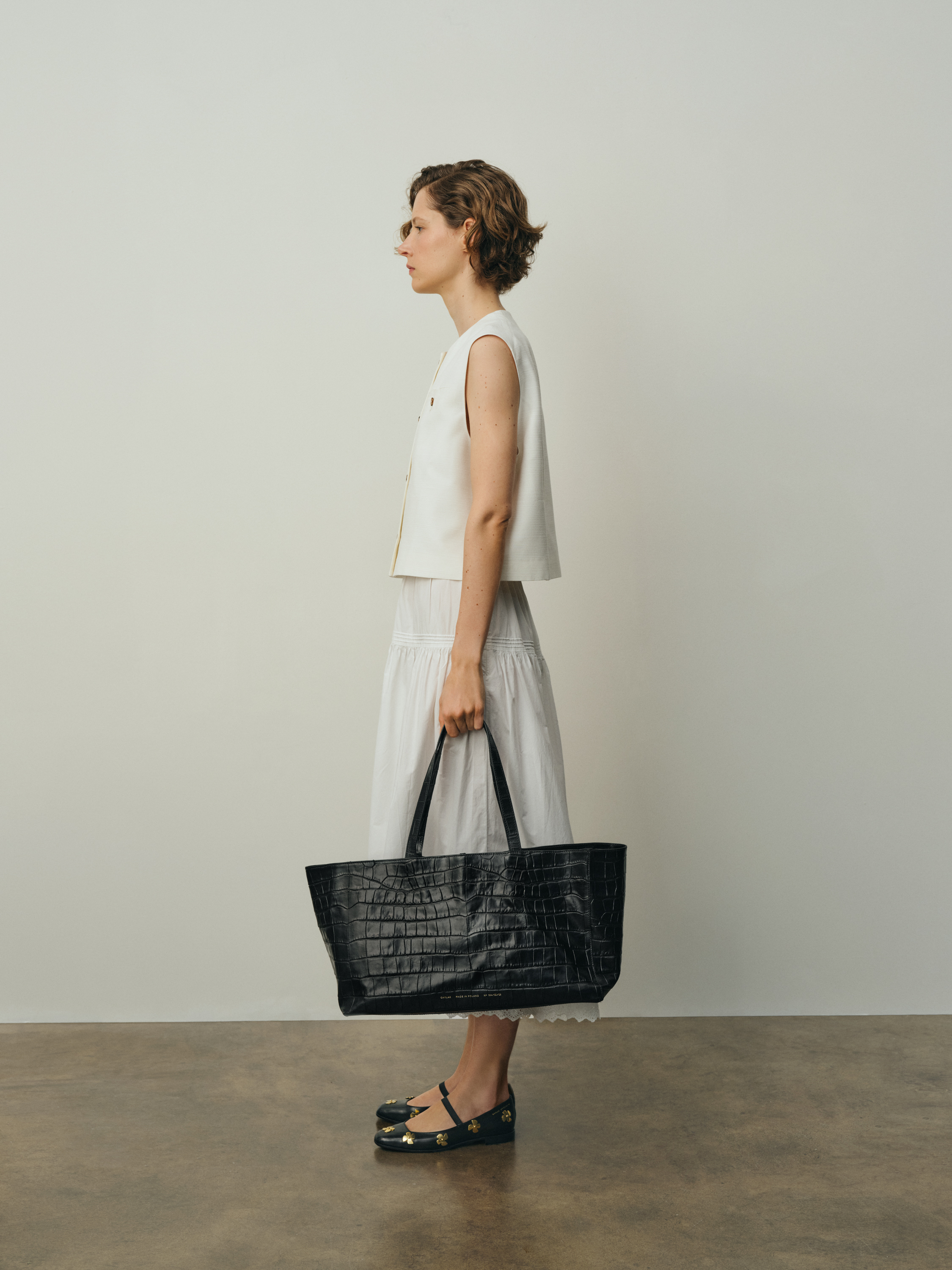 ★LOTSYOU★LUMPY BUMPY TOTEBAG BLACK Large black nylon shopper bag