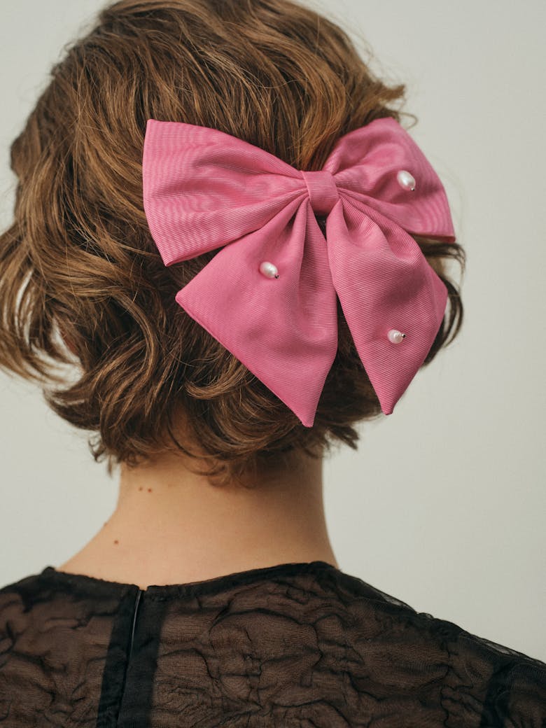 Pink Bow with Pearls