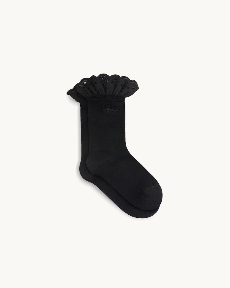 Socks with Black Eyelet Trim