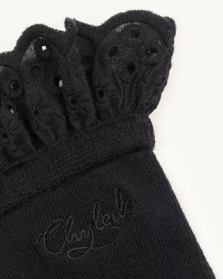 Socks with Black Eyelet Trim