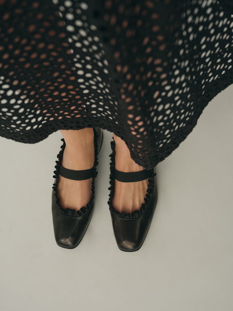 Ballet Flats with Ruffle Trim