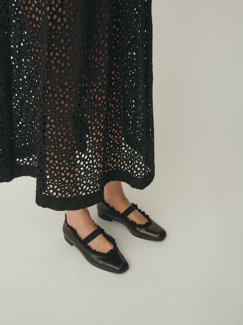 Ballet Flats with Ruffle Trim