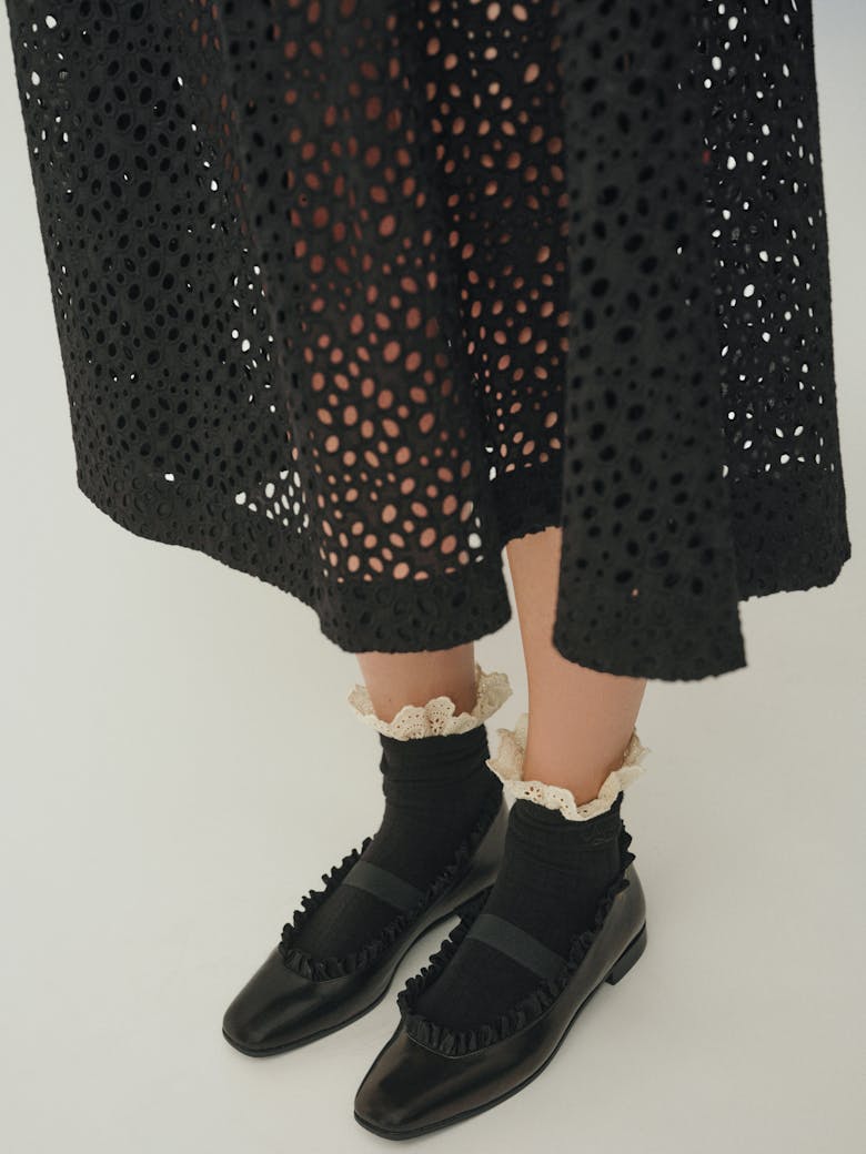 Ballet Flats with Ruffle Trim