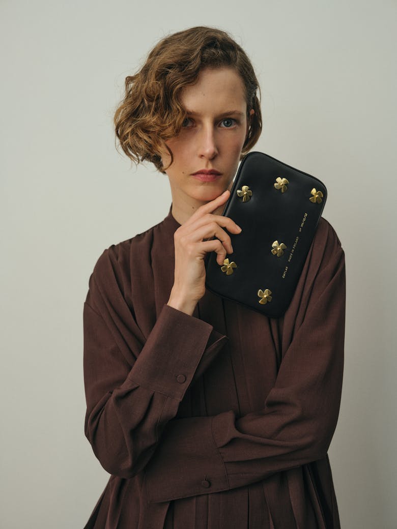 Clutch with Flower Embellishments