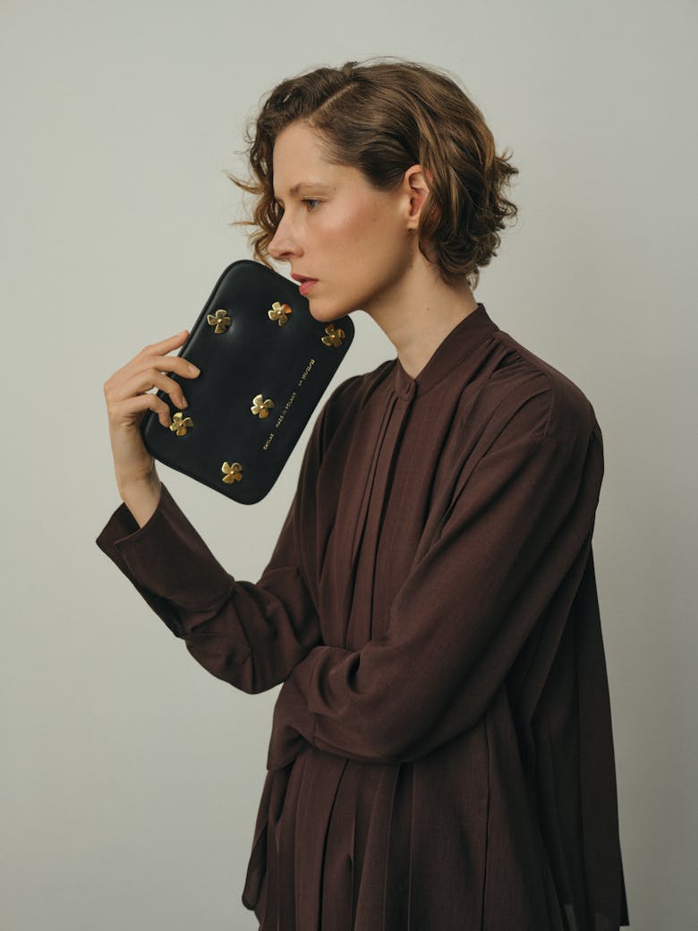 Clutch with Flower Embellishments