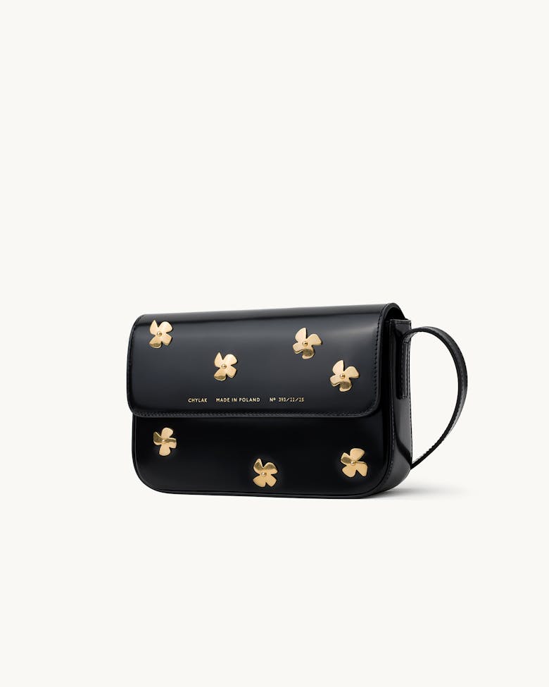 Flap Bag with Flower Embellishments