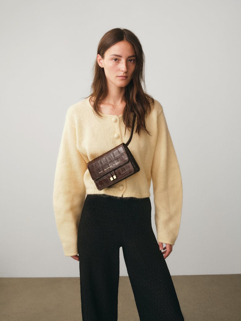 Mini Belt  Bag “glossy brown crocodile”