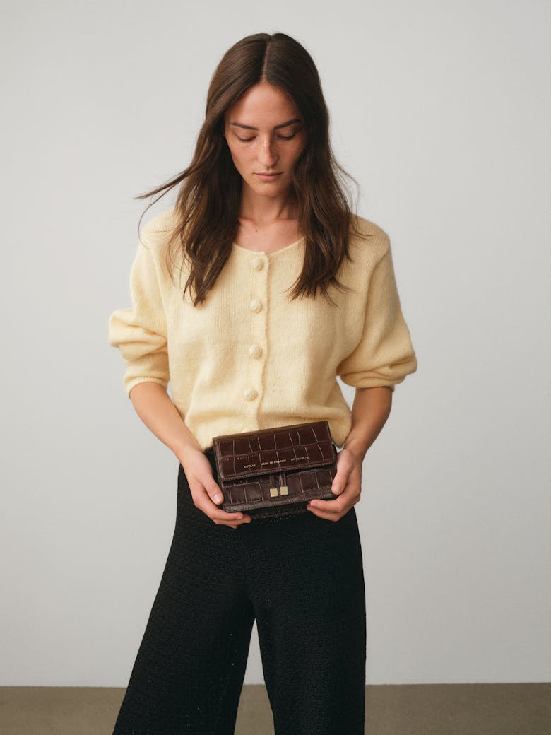 Mini Belt  Bag “glossy brown crocodile”