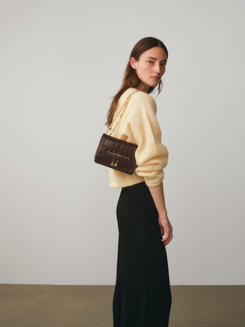 Mini Belt  Bag “glossy brown crocodile”