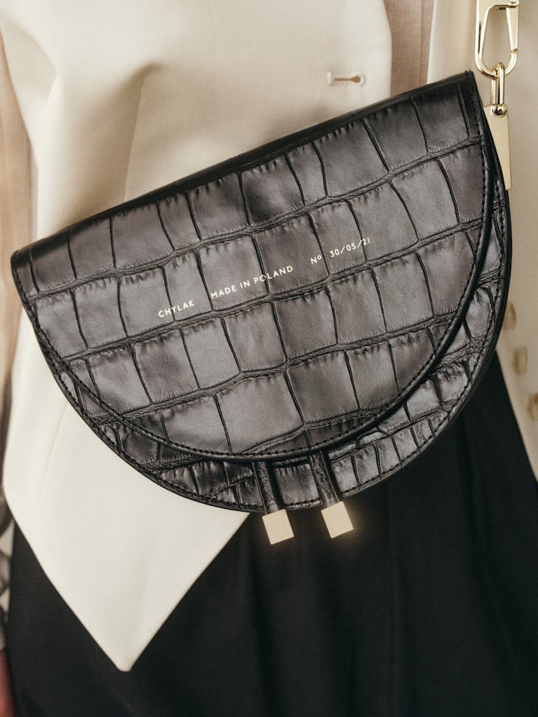 Saddle Bag “glossy black crocodile”