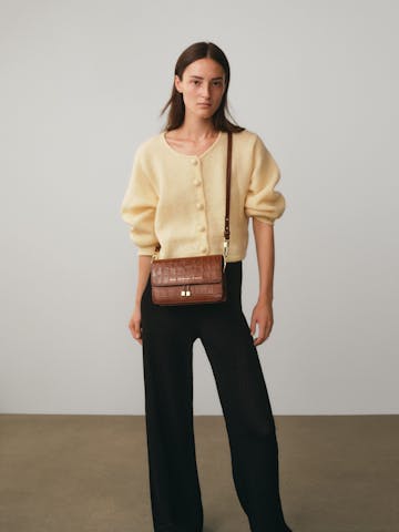 Long Strap “glossy caramel crocodile”