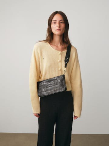 Underarm Bag “glossy black crocodile”