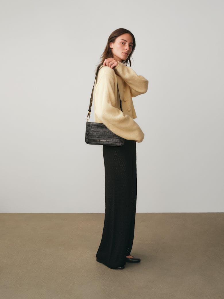 Underarm Bag “glossy black crocodile”