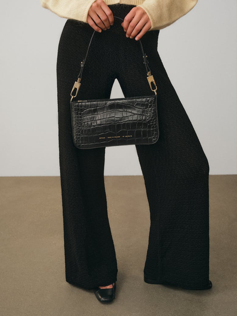 Underarm Bag “glossy black crocodile”