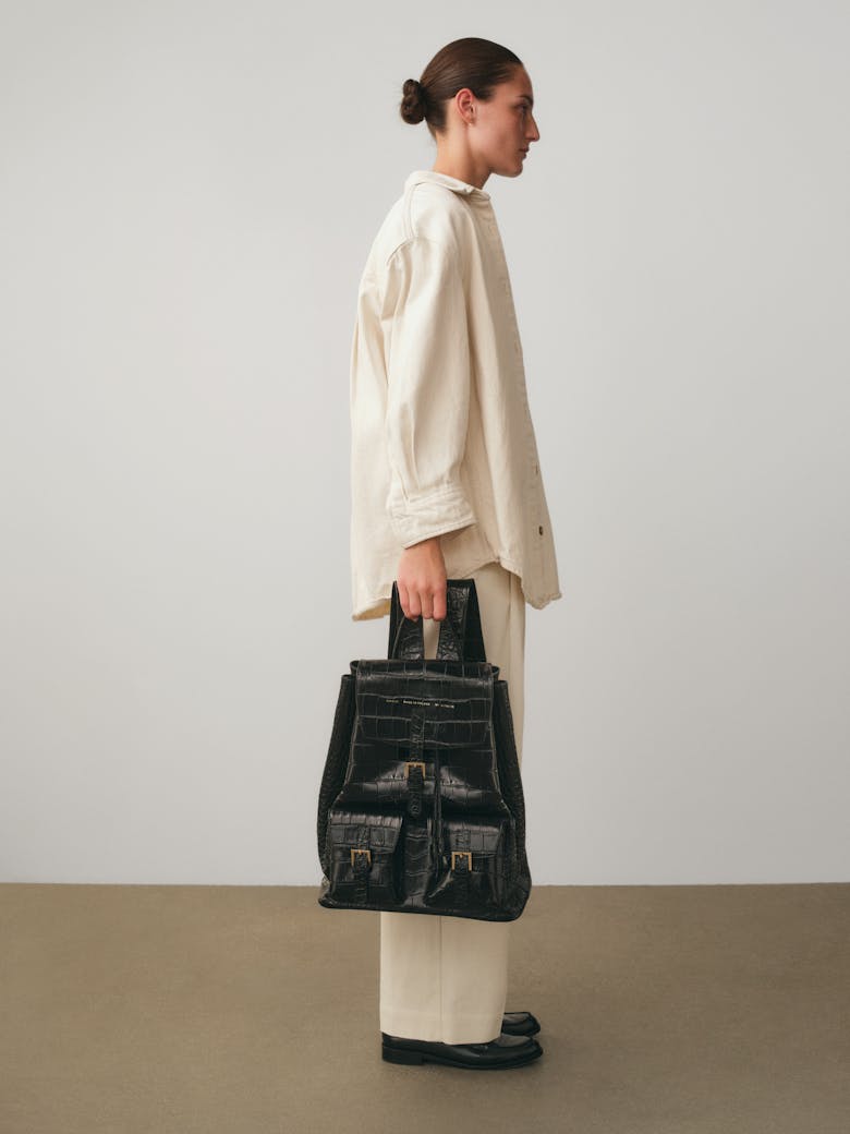 Big Backpack “glossy black crocodile”