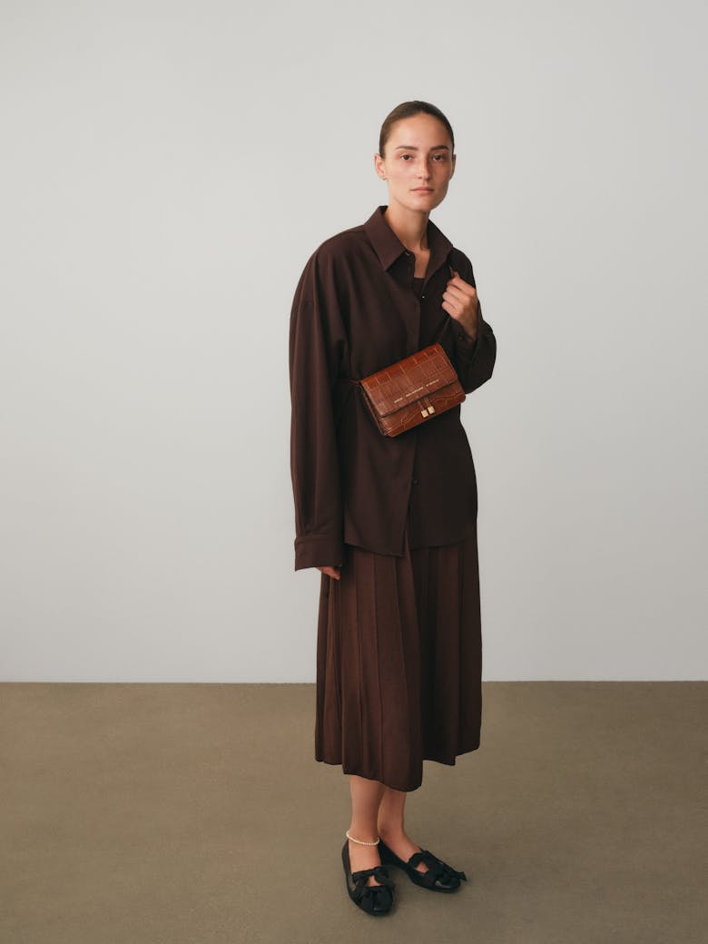 Mini Belt Bag “glossy caramel crocodile”