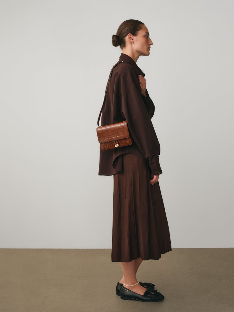 Mini Belt Bag “glossy caramel crocodile”