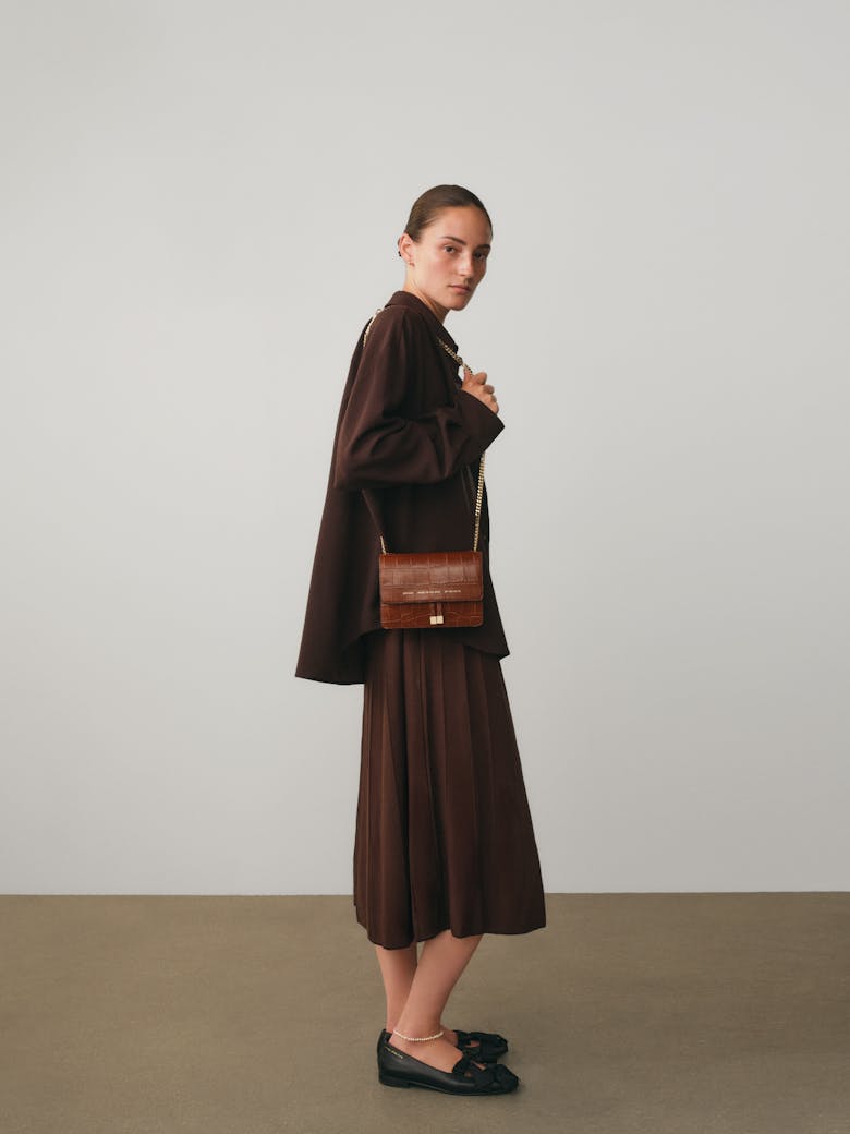 Mini Belt Bag “glossy caramel crocodile”