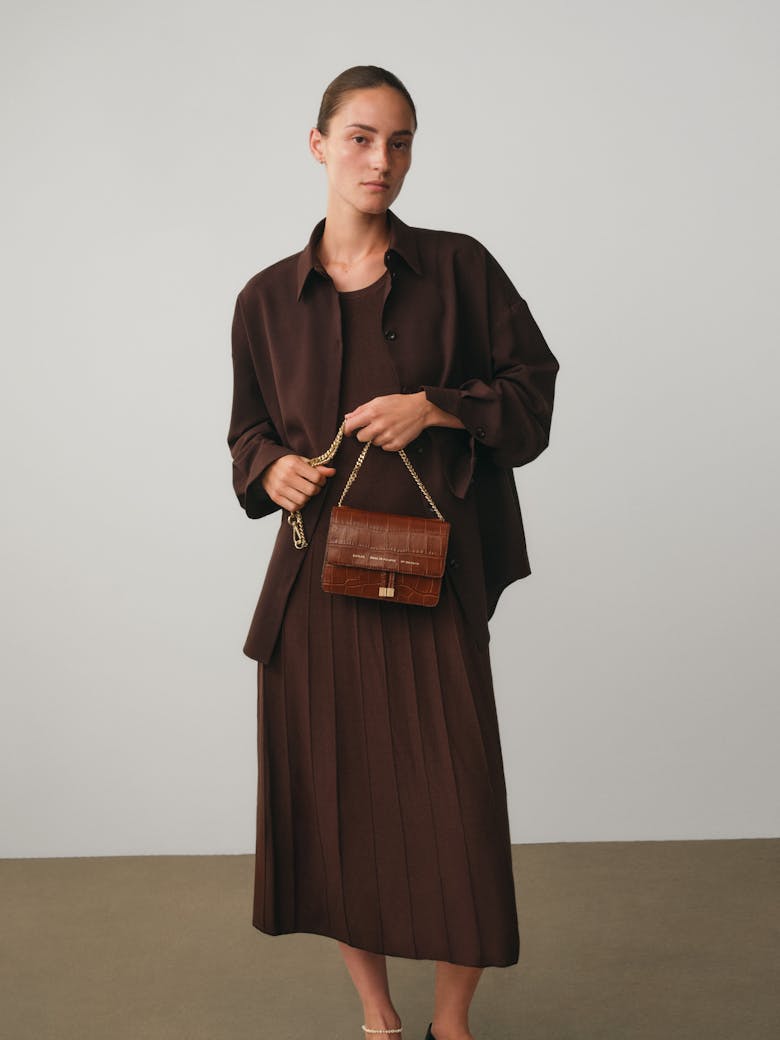 Mini Belt Bag “glossy caramel crocodile”