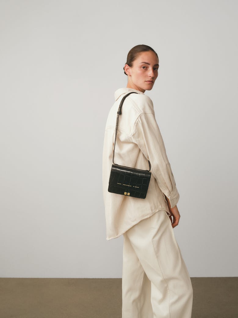 Mini Belt Bag “glossy black crocodile”