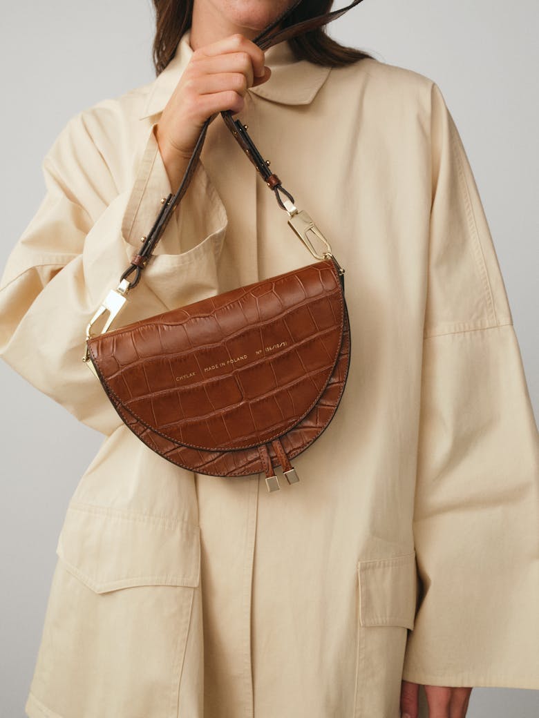 Saddle Bag “glossy caramel crocodile”