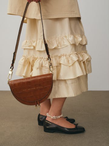 Saddle Bag “glossy caramel crocodile”