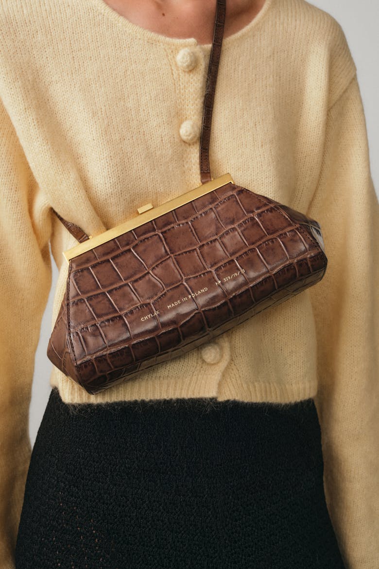 “Vintage” Frame Bag “glossy hazelnut crocodile”