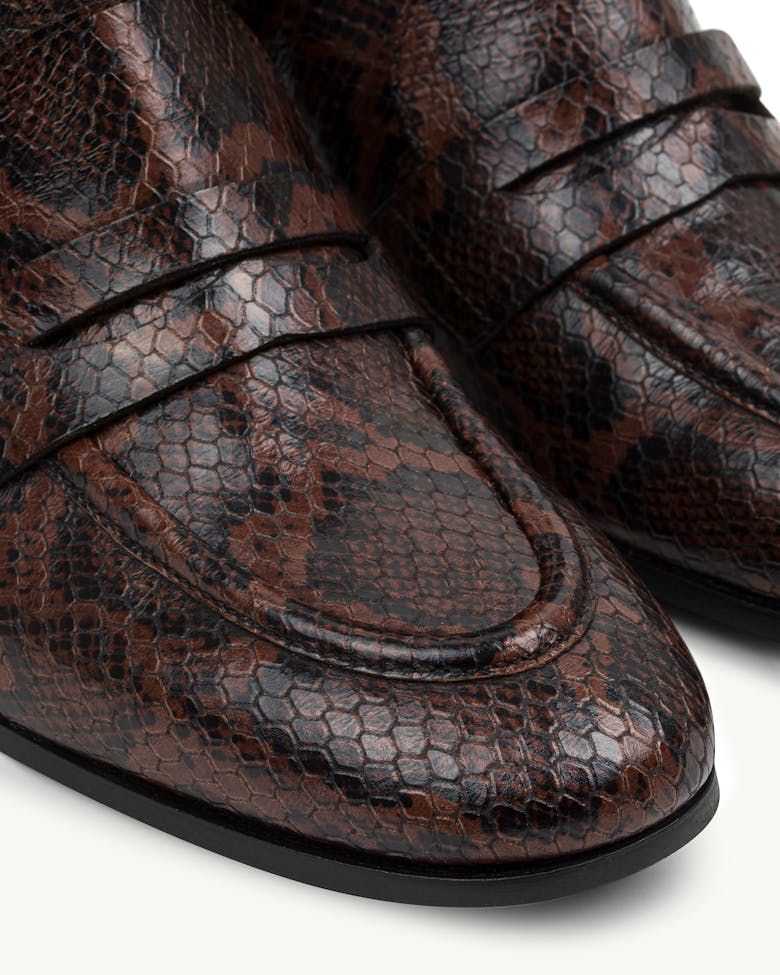Loafer Booties “brown python”