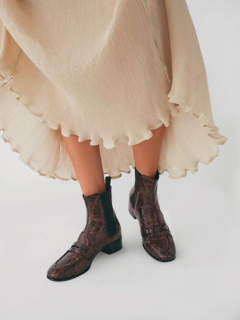 Loafer Booties “brown python”