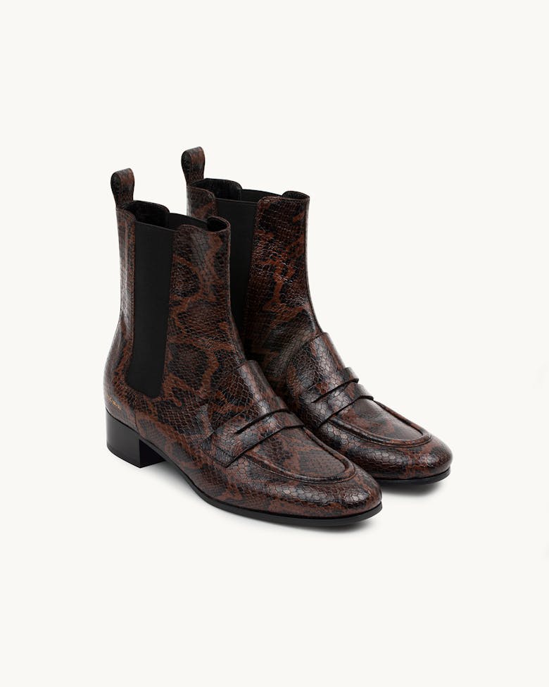Loafer Booties  “brown python”