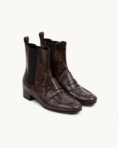Loafer Booties  “brown python”