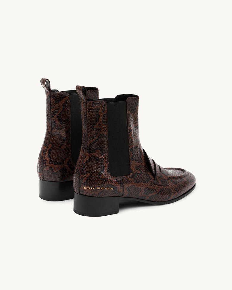 Loafer Booties “brown python”