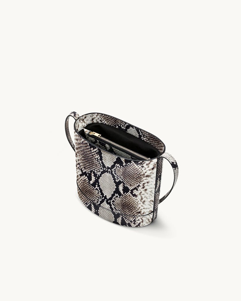 Mini Cylinder Bag “black and white python”