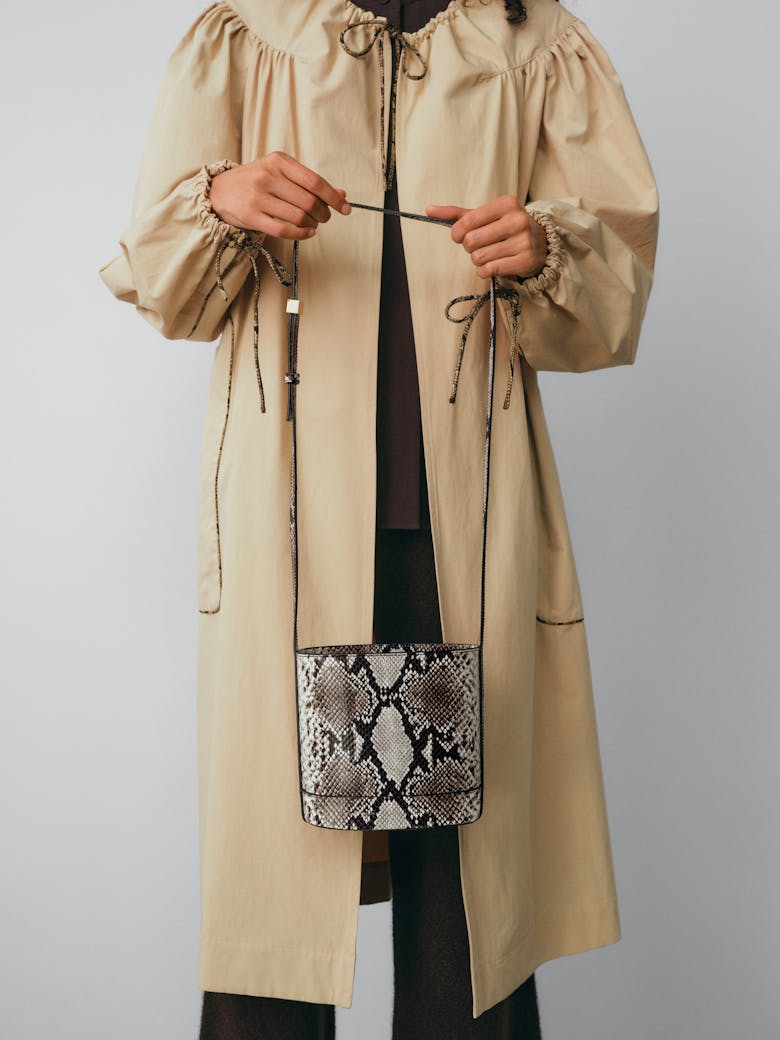 Mini Cylinder Bag “black and white python”