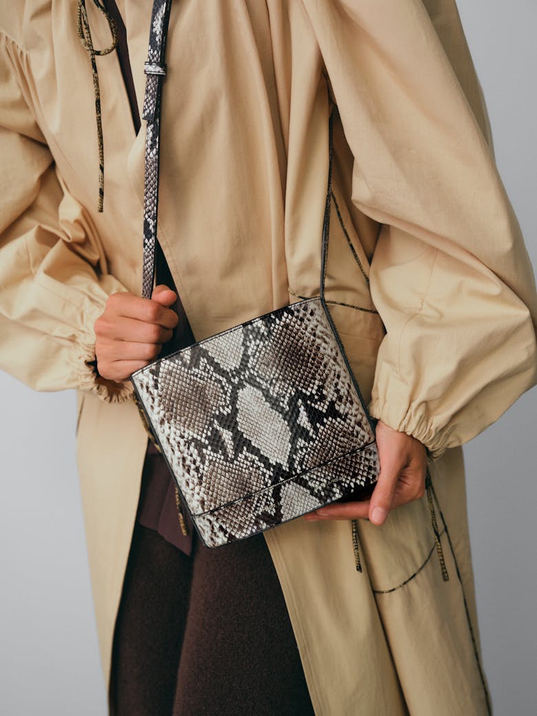 Mini Cylinder Bag “black and white python”