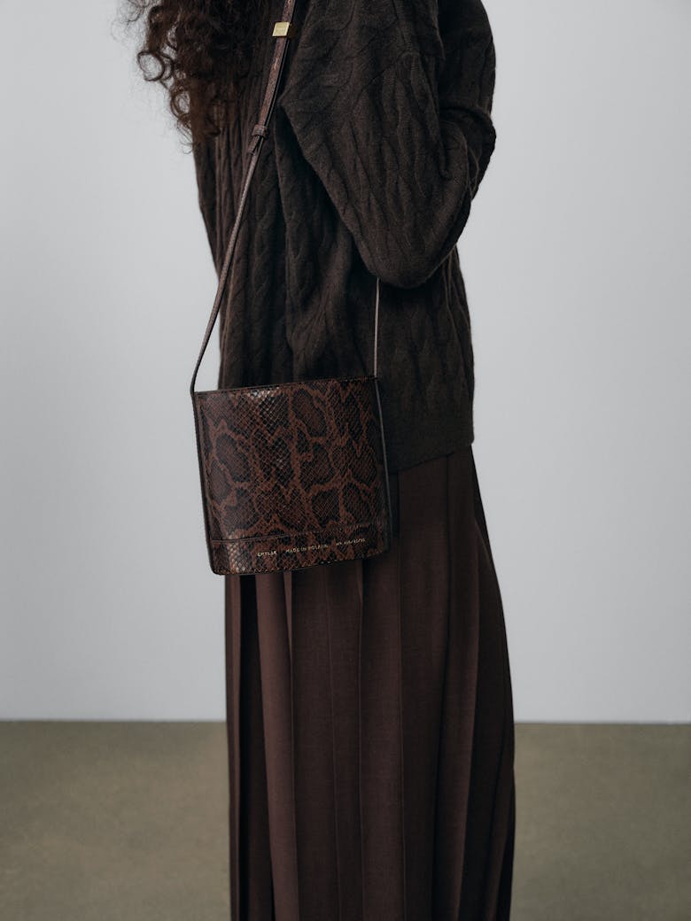 Mini Cylinder Bag “brown python”